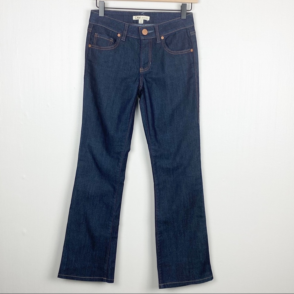 CAbi Indigo Bootcut Jeans with Copper Hardware